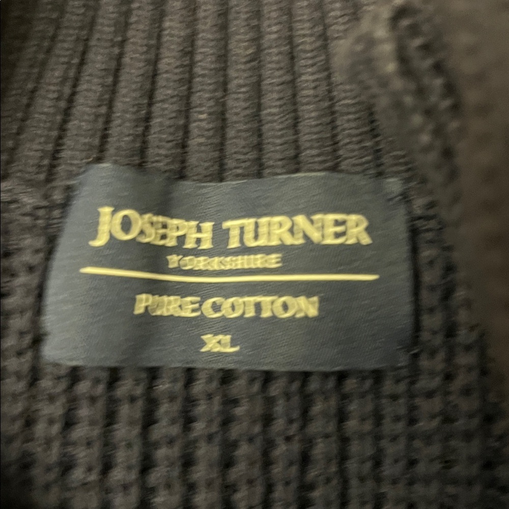Joseph Turner Yorkshire 100% Cotton Button Neck Sweater XL Navy NWOT - Picture 6 of 7